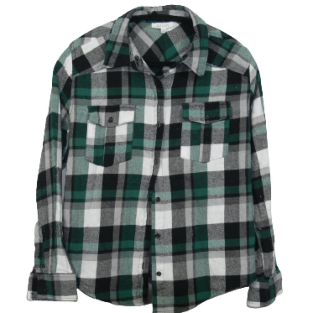 Men's Casual Active White & Black Plaid Flannel